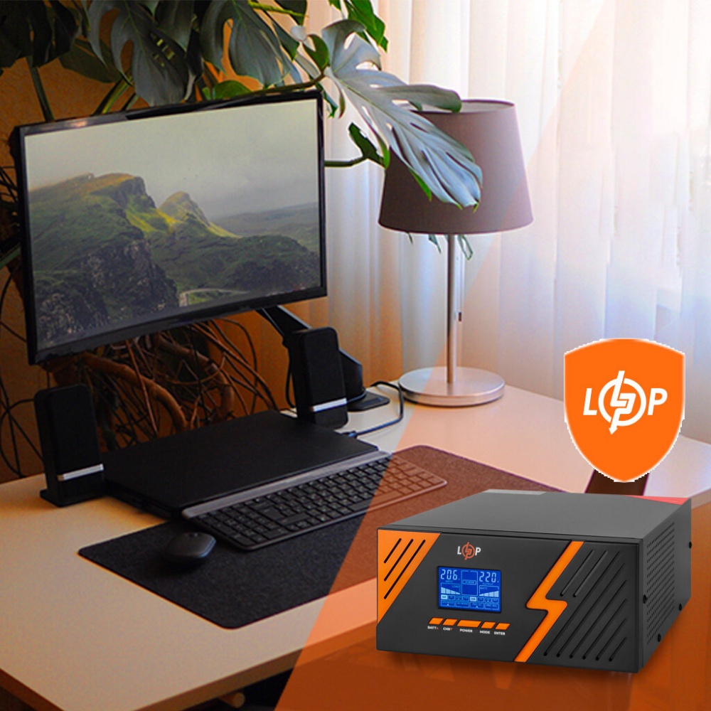 Источник бесперебойного питания LogicPower с правильной синусоидой 12V LPM-PSW-1500VA (1050Вт) Black 22754