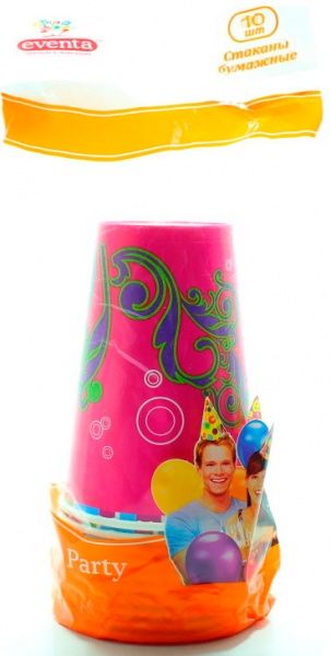 Стакан бумажный Eventa с рисунком 300 мл в ассортименте 10 шт.