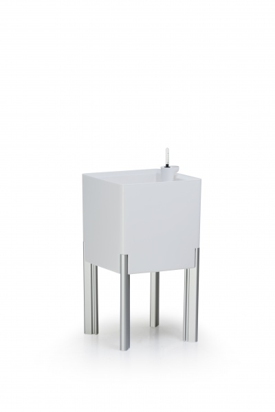 Горшок пластиковый Mondum Медитерранео 40x45x36 см (ножки серебряные) квадратный 36 л белый 