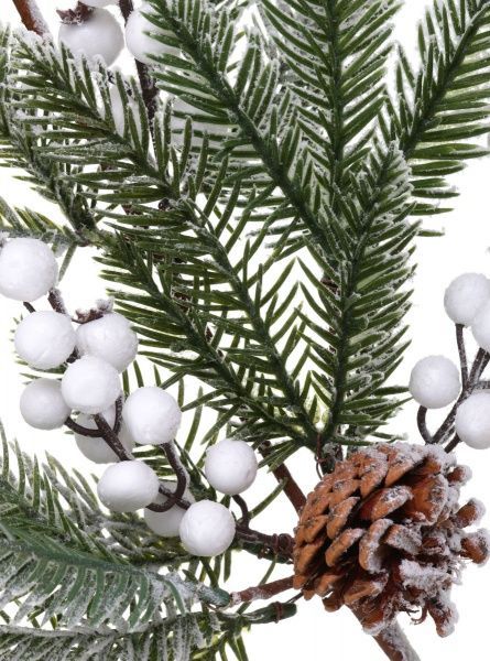 Декорація новорічна Гілка засніжена з ягодами і шишками 73 см EPI-EYZ-H171250 