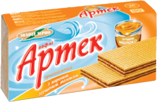 Вафли Золотое зерно Артек с вареной сгущенкой 90 г 