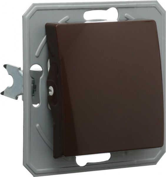 Перемикач прохідний одноклавішний TEM Ekonomik без підсвітки 10 А 250В шоколадний SE60CBXO-U