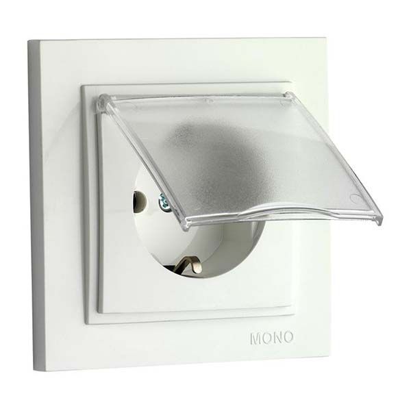 Розетка із заземленням Mono Electric Despina без шторок з кришкою білий