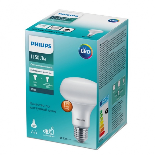 Лампа світлодіодна Philips 10 Вт R80 матова E27 220 В 4000 К 929002966287 