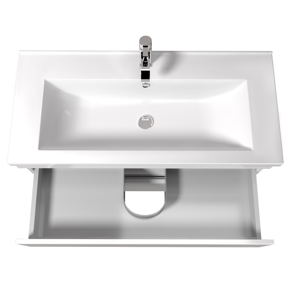 Тумба Мойдодыр Soft White 100 с умывальником Cosmopolitan 100 напольная