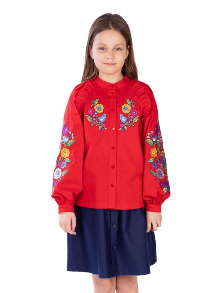 Вышиванка для девочек Эдельвика р.146 красный 49-23/00 