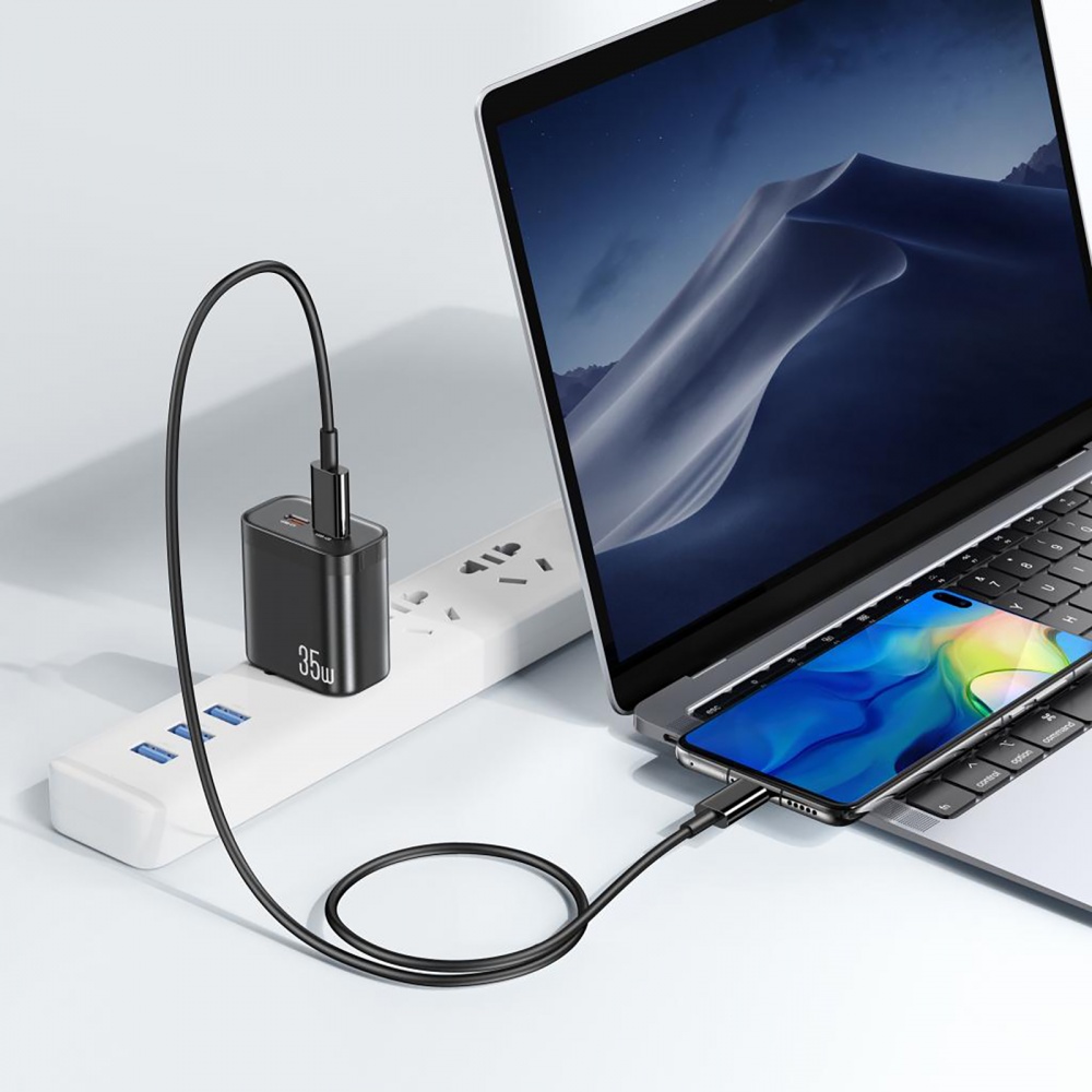 Сетевое зарядное устройство Xo L105-CC 35W 2хUSB-C Black