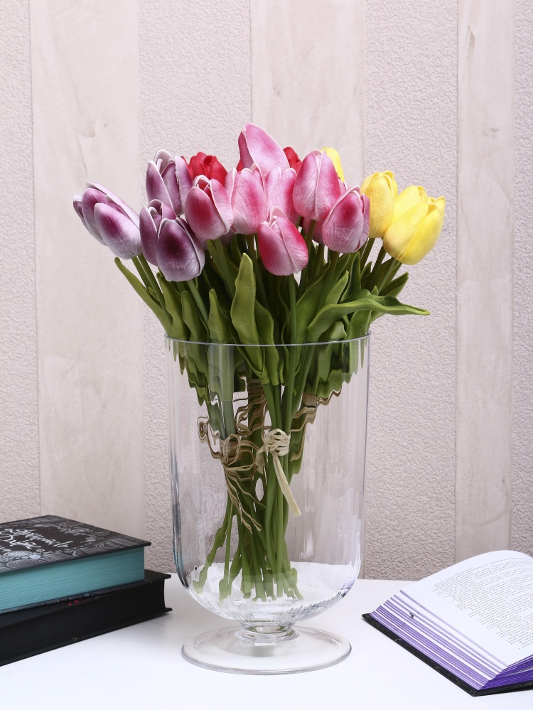 Ваза скляна Wrzesniak Glassworks Stripe на ніжці 24 см прозора 15-4222