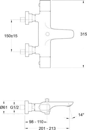 Смеситель для ванны Jacob Delafon ALEO Е72286-СР