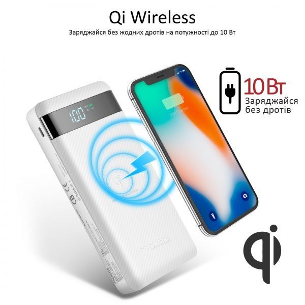 Зовнішній акумулятор (Powerbank) Promate 20000 mAh white (auratank-20.white) 