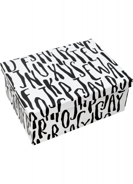 Коробка подарочная прямоугольная белая с черными буквами 1110206810 37,5х29 см