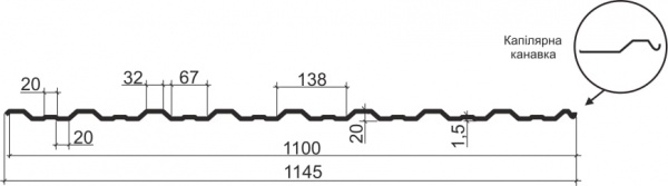 Профнастил глянцевий Tile Н-20 1145x2000 RAL 7024