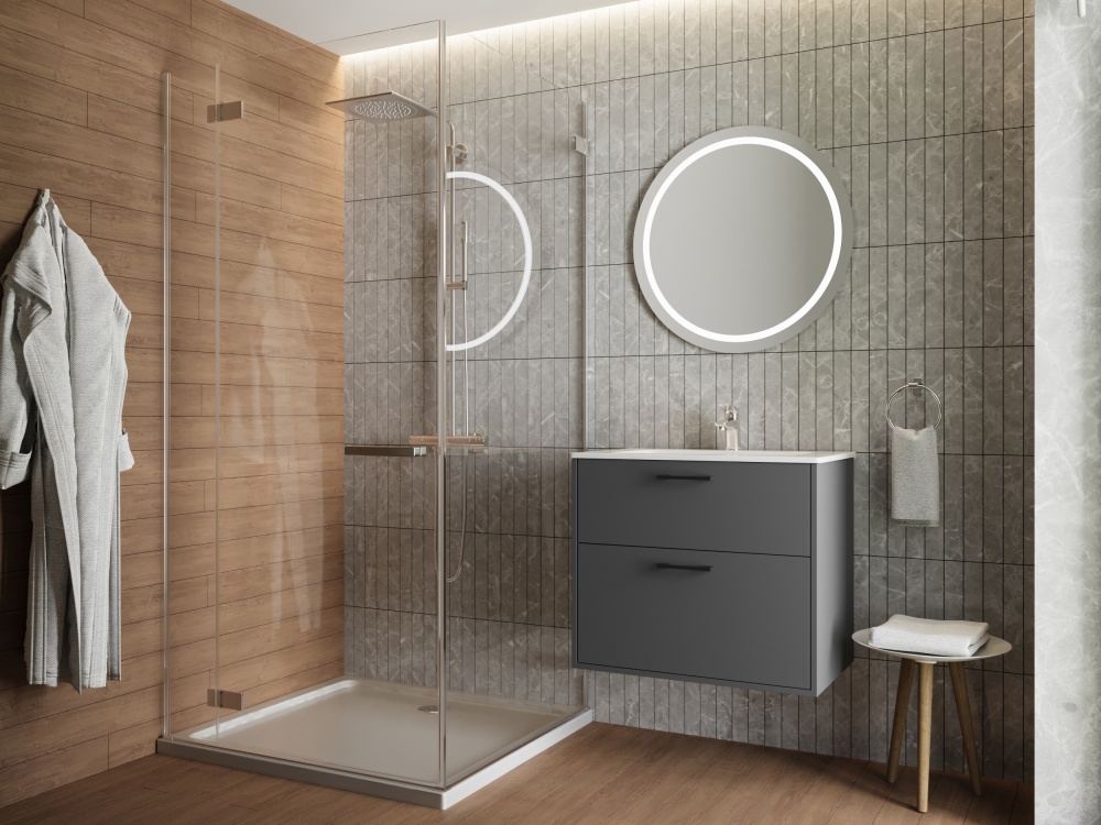 Тумба ЮВЕНТА Afina 80 см антрацит под столешницу или умывальник Piedra 80