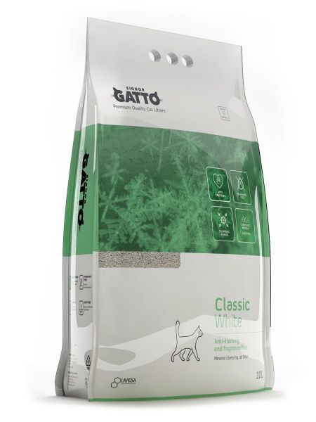 Наповнювач для котячого туалету SIGNOR GATTO бентонітовий Classic White 10 л