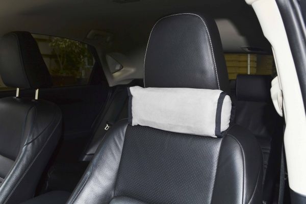 Подушка дорожня Kerdis Валик екозамша сіра 