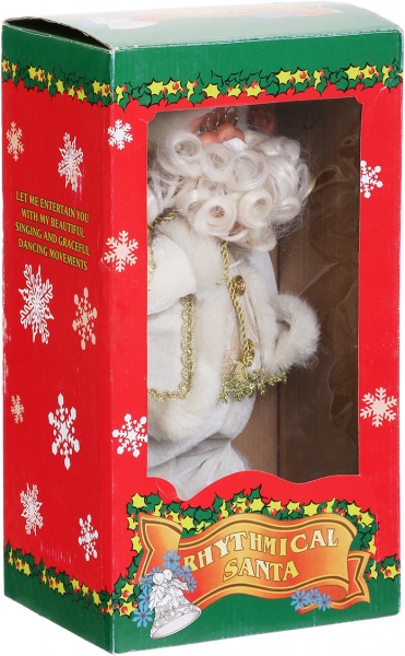 Декоративная фигура Дед Мороз с колокольчиком белый 36 см 