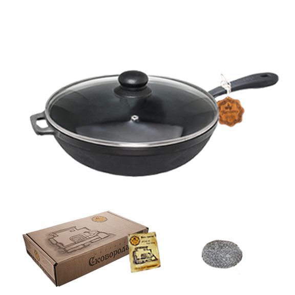 Сковорода чавунна 24x6 см зі скляною кришкою Т202С3 Maysternya