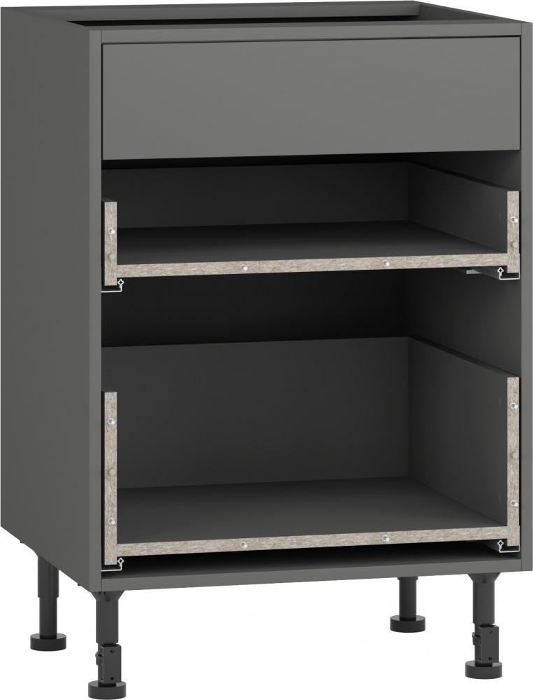 Тумба нижняя Грейд с 3-мя ящиками универсальное частичное открытие Q-25 /Оптимум 600x870x522 мм серый графит