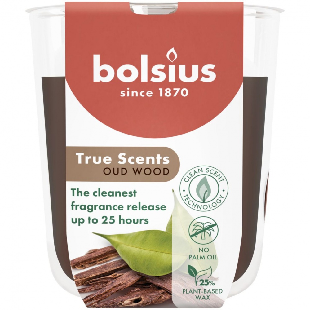 Свічка ароматична Bolsius TRUE SCENTS в склі 80/73 аромат Агарове дерево