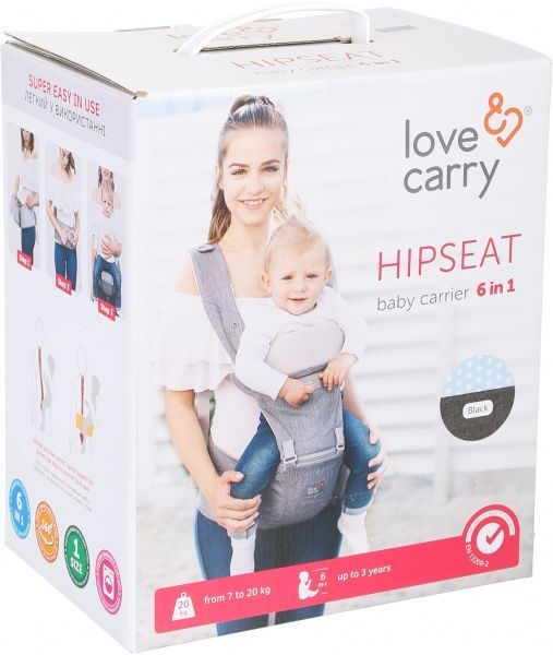 Эрго-рюкзак Хипсит 6 в 1 Love & Carry серый с черным Хіпсіт 