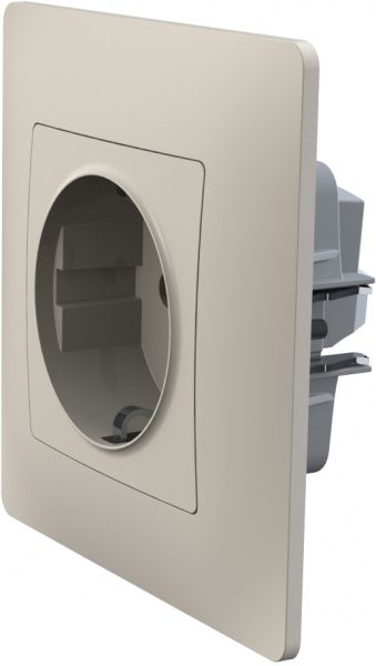 Розетка с заземлением Plank Electrotechnic Classic/Nordic со шторками слоновая кость PLK0521131