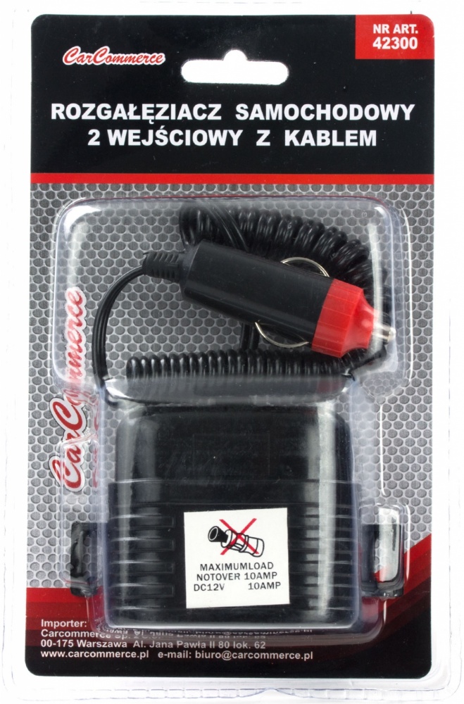 Разветвитель от гнезда прикуривателя CarCommerce с удлинителем 42300