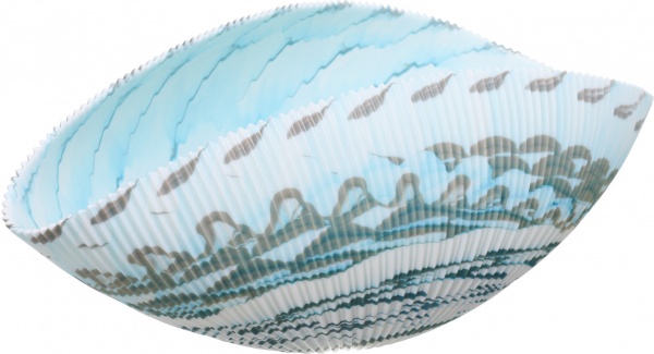 Фруктовница Yalos Murano SHELL 19 см слоновая кость с бирюзовыми нитями 