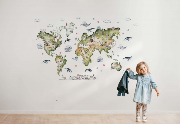 Наліпка Lipastick Дитяча мапа UA з тваринами 200x120 см