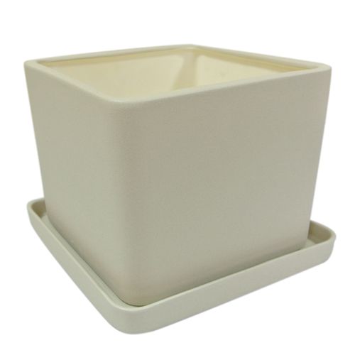 Горщик керамічний Оріана-Запоріжкераміка Квадрат №1 крошка квадратний 13,5л бежевий 