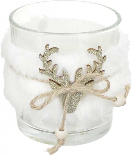 Подсвечник с искусственным мехом 73х73х80 мм