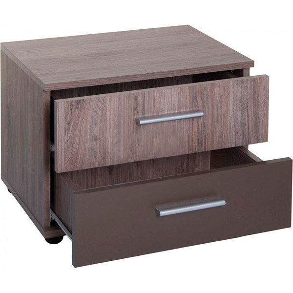 Тумба прикроватная 2s Джульетта бронза/дуб арканзас темный
