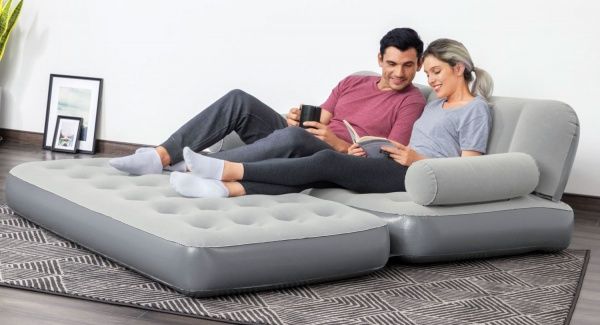 Кровать надувная Bestway 3 в 1 со встроеннным электронасосом 188х152 см серый