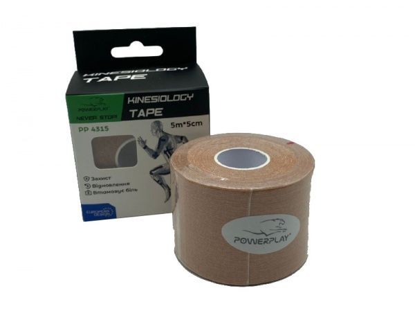 Кінезіологічний тейп PowerPlay 4315 5 см х 5 м бежевий