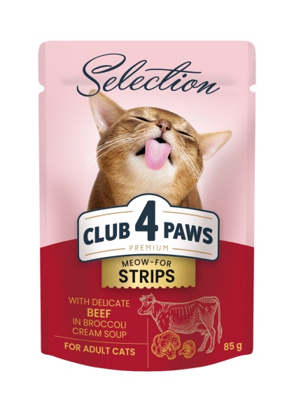 Корм Club 4 Paws Selection Premium+ Смужки крем суп із брокколі з яловичиною 85 г
