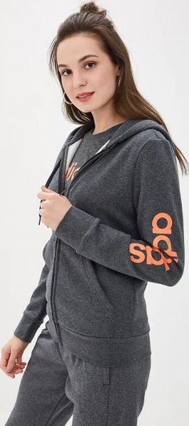 Джемпер Adidas W E LIN FZHD FL EI0675 р. S темно-сірий