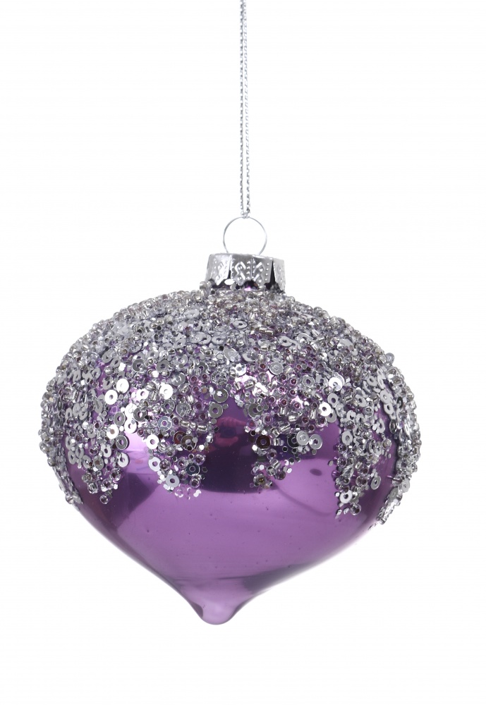 Куля скляна з бусинками 3 асортименти 8/13 см фіолетовий