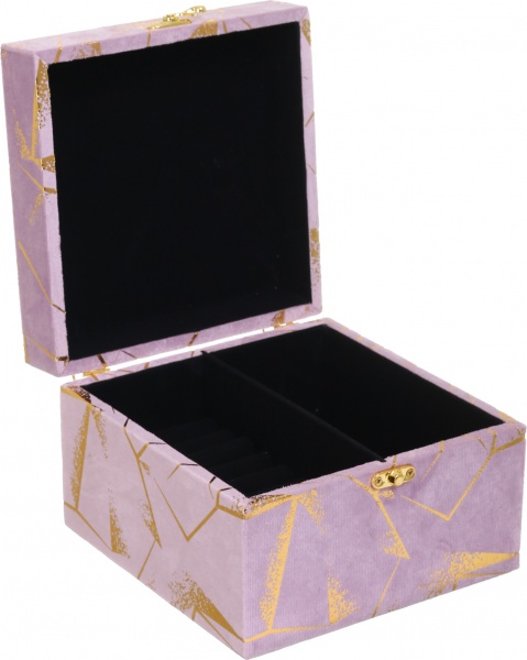 Сундук Геометрия 18х18х12 см пудровая с золотым