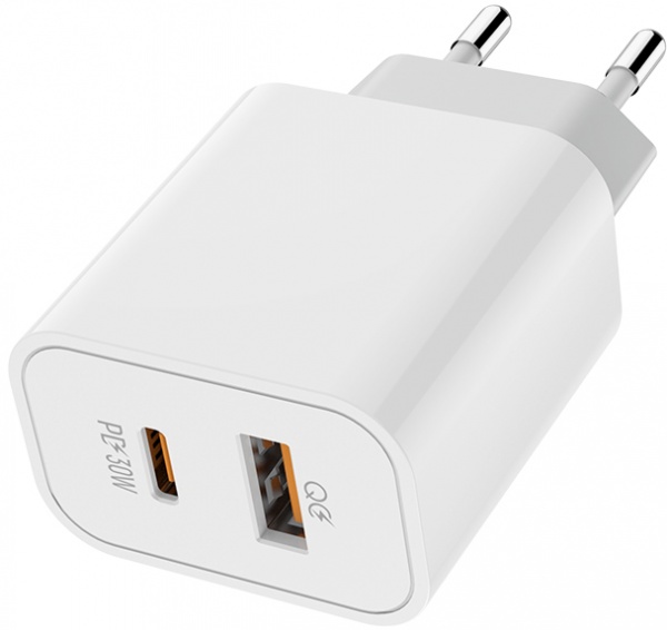 Зарядное устройство ColorWay Power Delivery Port PPS USB (Type-C PD + USB QC3.0) (30W) white (CW-CHS037PD-WT) 