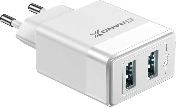Зарядное устройство Grand-X CH-50W 2USB 5V 2,4A White