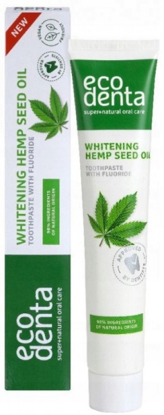 Зубна паста ECODENTA BASIC LINE WHITENING HEMP SEED OIL відбілююча з конопляною олією, 75 мл