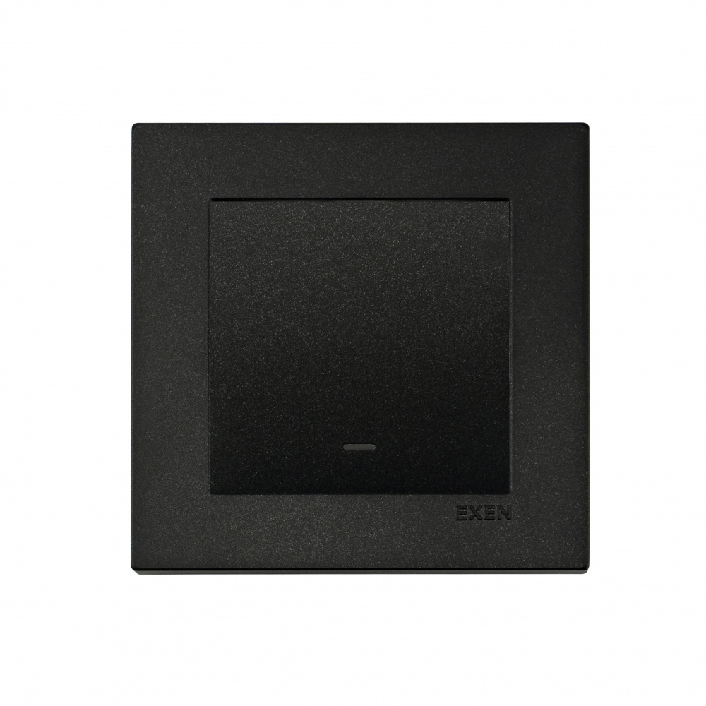 Выключатель кнопочный одноклавишный EXEN Karell с подсветкой черный 290-001402-201