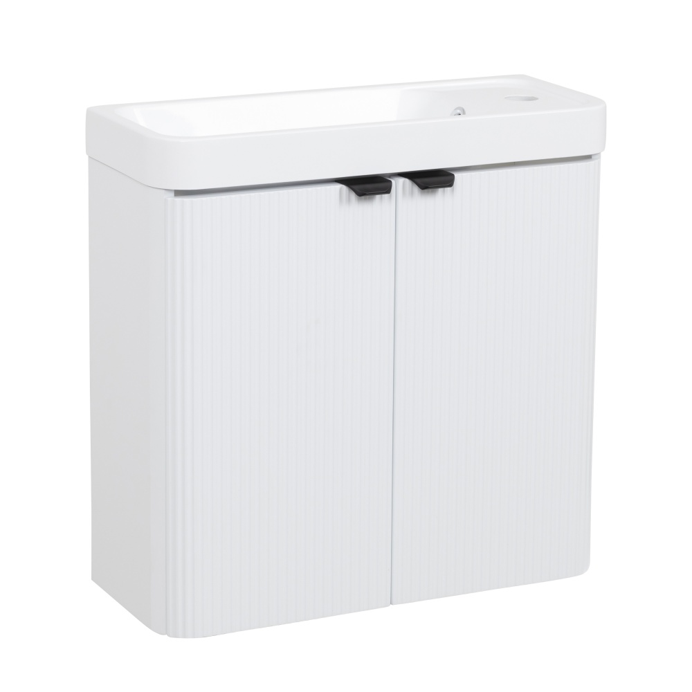 Тумба підвісна Aqua Rodos FROST MINІ (WHITE-MATT-PVC) з умивальником BAR-WC 50 см