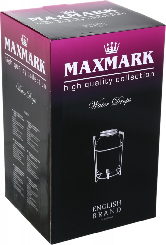 Емкость для напитков Water Drops 8 л с крышкой и краном на металлической подставке