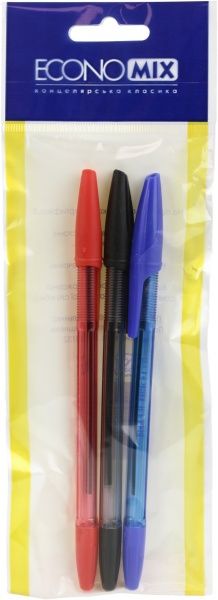 Набор ручек шариковых Economix UNIVERSAL 3 шт. красная, синяя, черная 