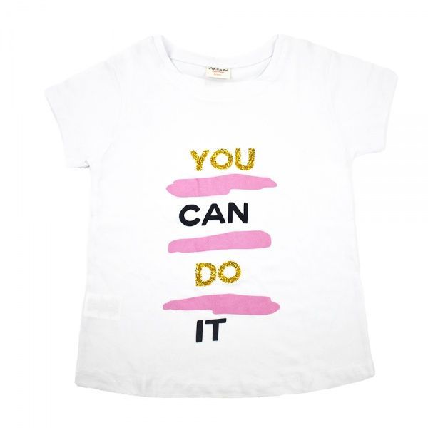 Футболка для дівчаток AKKUZU kids з написом р.134 білий 