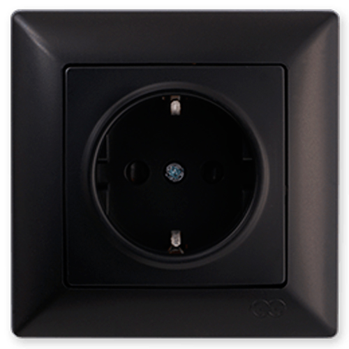 Розетка с заземлением Gunsan Visage IP20 черный VS 28 34 115