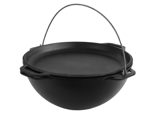 Казан Brizoll ø400 мм 152 мм 12 л чавунний азіатський 12 л з чавунною кришкою-сковородою