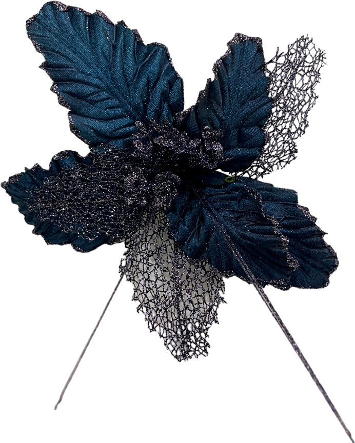 Декорація новорічна пуансетія унікальна 25 см колір в асортименті