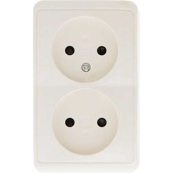Розетка подвійна без заземлення HausMark Domo без шторок крем HSN-SCP.H3C20G2WTG-CR