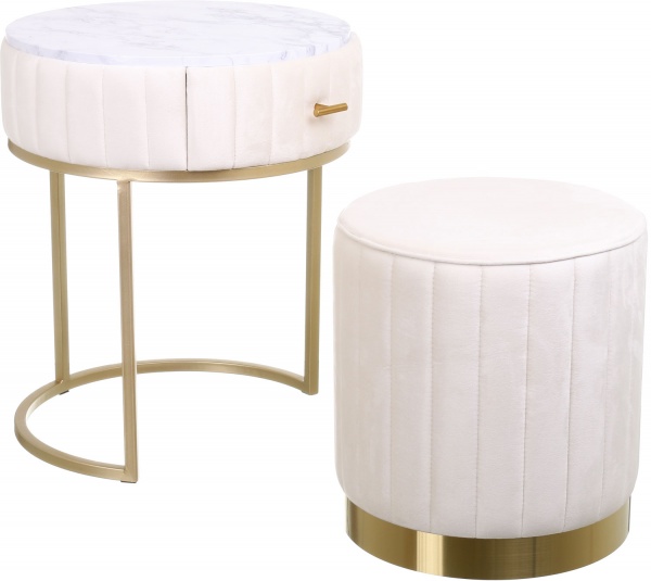 Набір декоративний Monaco 44,5х44,5х51 см/36х36х38 см білий/золотистий 